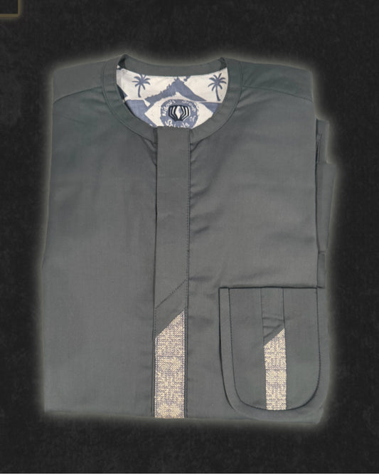 Olive Embroidered West African 2 Piece